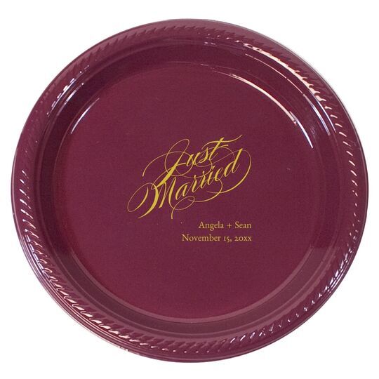Romantic Just Married Plastic Plates